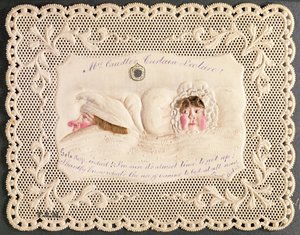 Lezione di Mrs Caudle, carta vittoriana da Punch Lezione 3, con volti modellati e capelli veri da English School